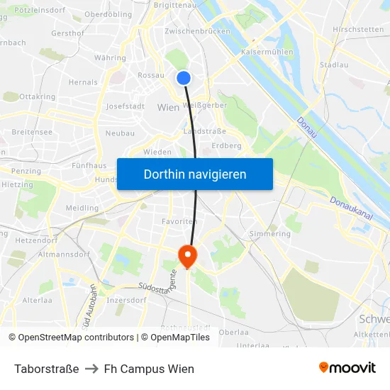 Taborstraße to Fh Campus Wien map