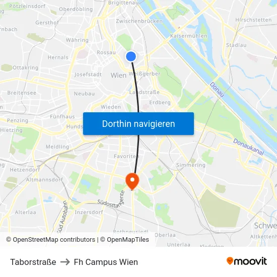 Taborstraße to Fh Campus Wien map