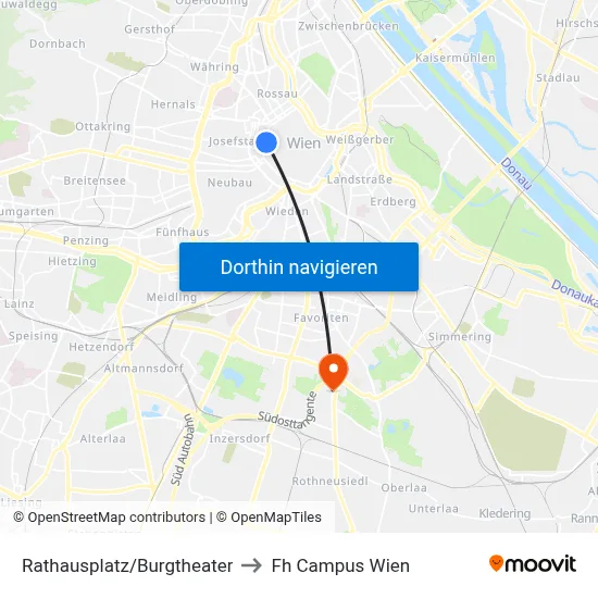 Rathausplatz/Burgtheater to Fh Campus Wien map