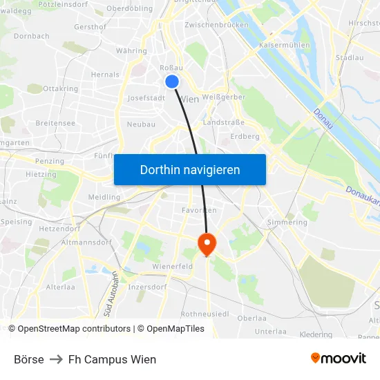 Börse to Fh Campus Wien map