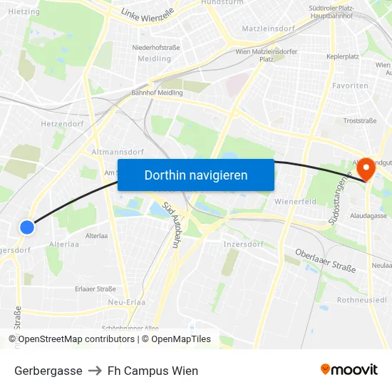 Gerbergasse to Fh Campus Wien map