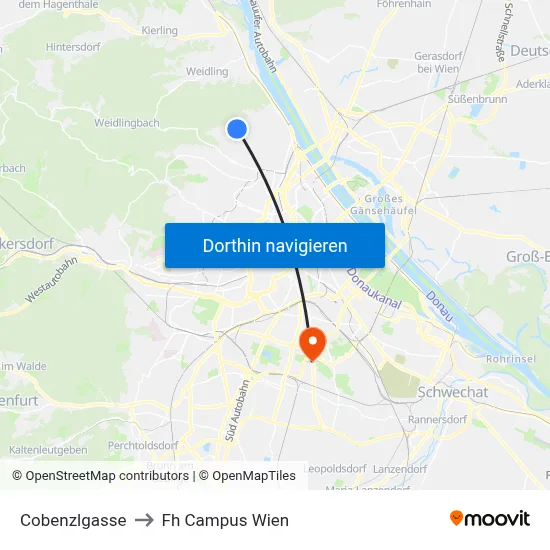 Cobenzlgasse to Fh Campus Wien map