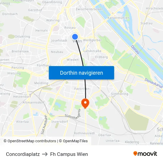 Concordiaplatz to Fh Campus Wien map