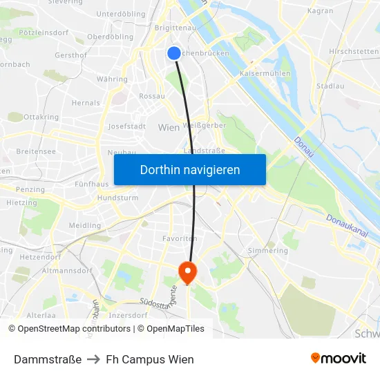 Dammstraße to Fh Campus Wien map