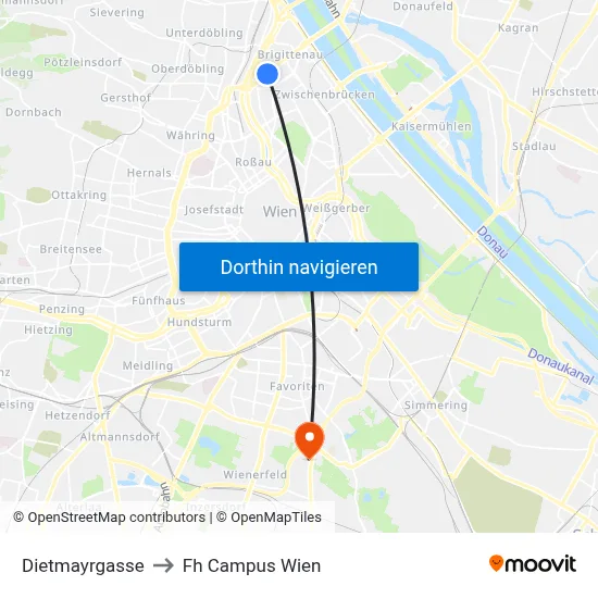 Dietmayrgasse to Fh Campus Wien map
