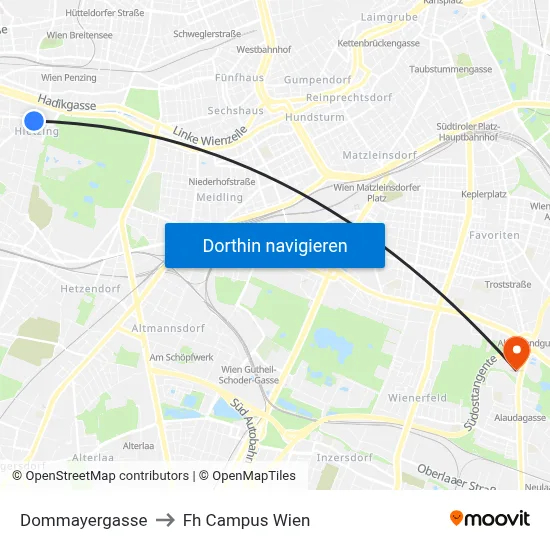 Dommayergasse to Fh Campus Wien map