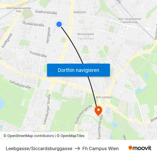 Leebgasse/Siccardsburggasse to Fh Campus Wien map
