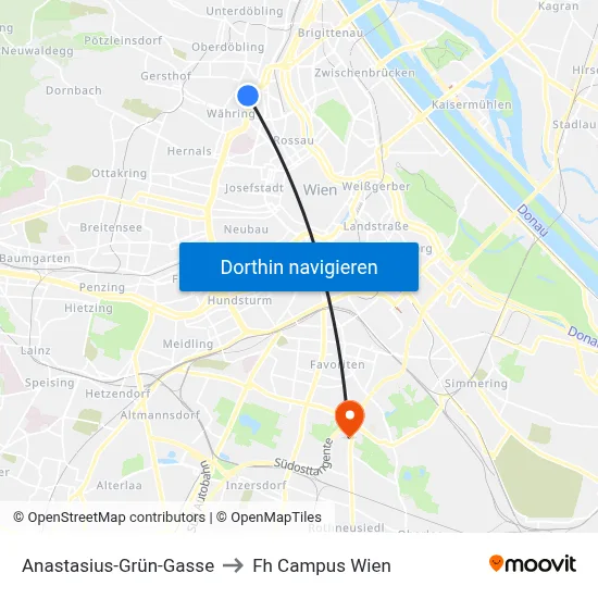 Anastasius-Grün-Gasse to Fh Campus Wien map