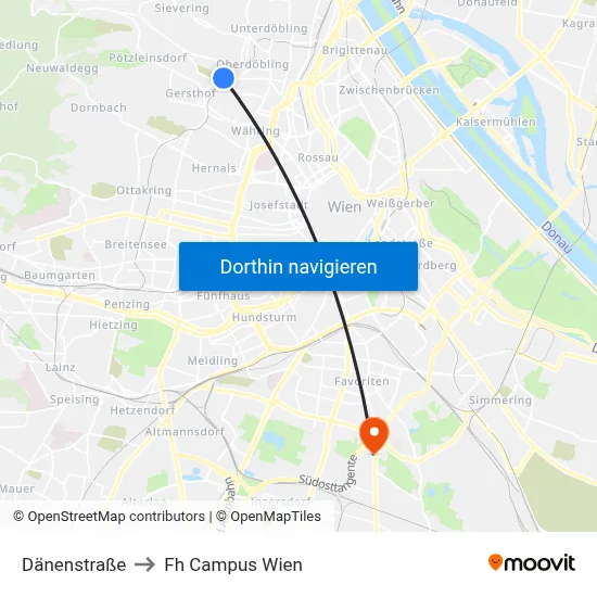 Dänenstraße to Fh Campus Wien map