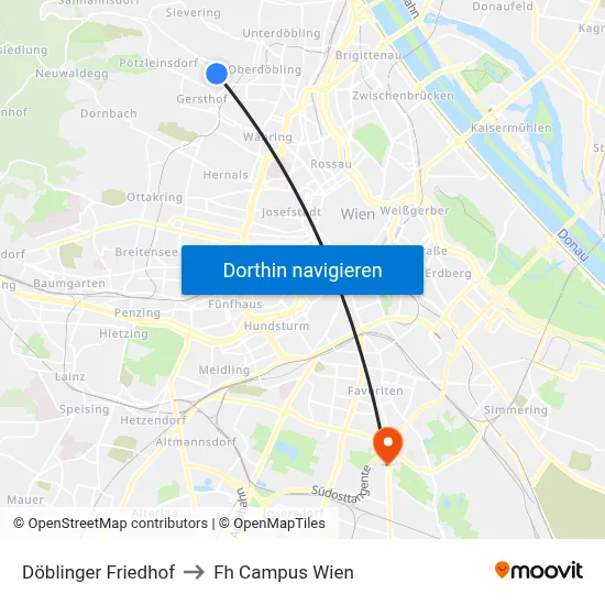 Döblinger Friedhof to Fh Campus Wien map