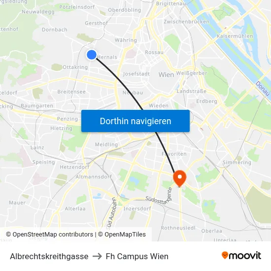 Albrechtskreithgasse to Fh Campus Wien map