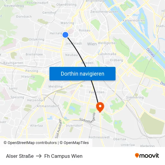 Alser Straße to Fh Campus Wien map