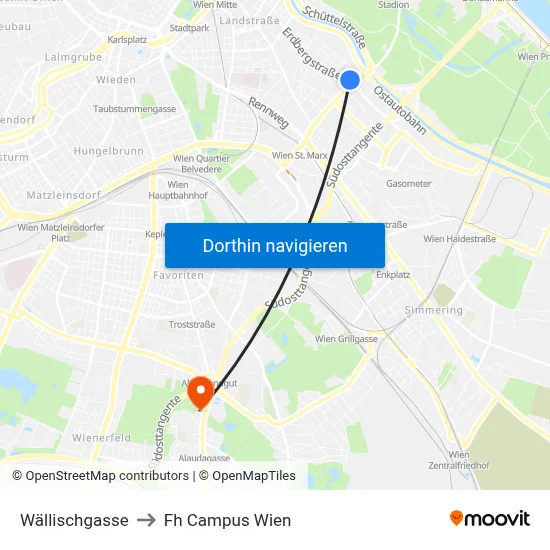 Wällischgasse to Fh Campus Wien map