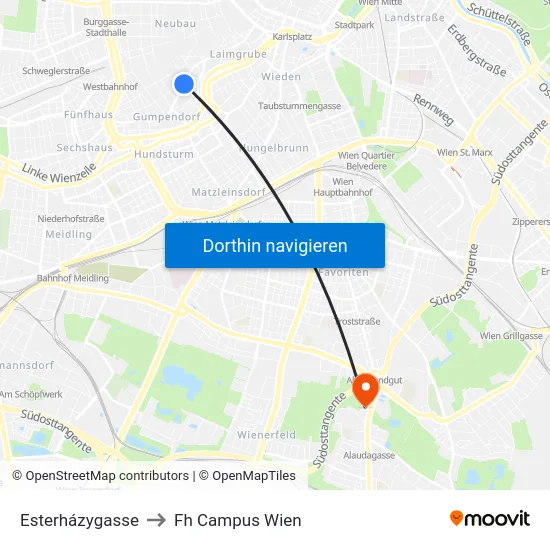 Esterházygasse to Fh Campus Wien map