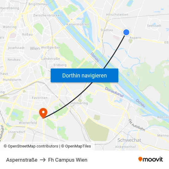 Aspernstraße to Fh Campus Wien map