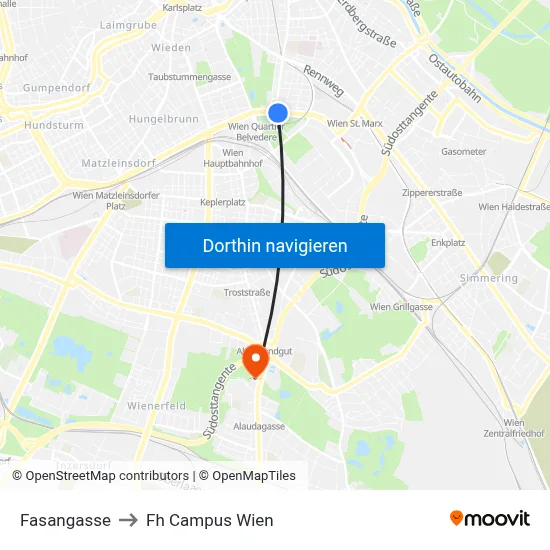 Fasangasse to Fh Campus Wien map