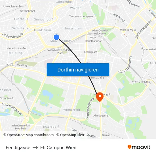Fendigasse to Fh Campus Wien map