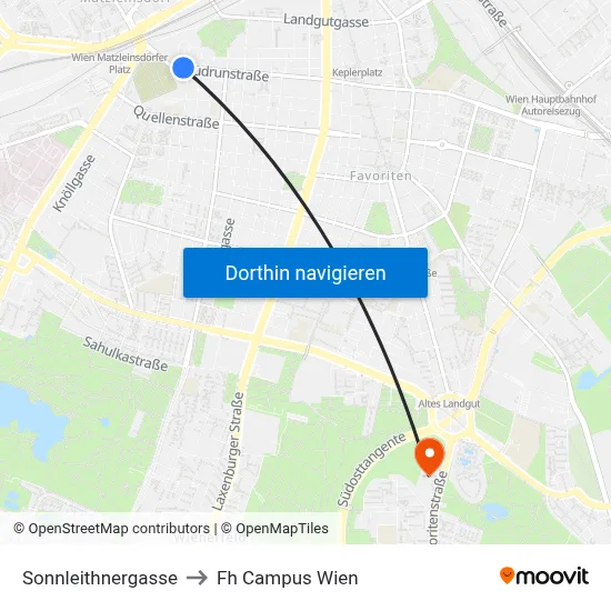 Sonnleithnergasse to Fh Campus Wien map