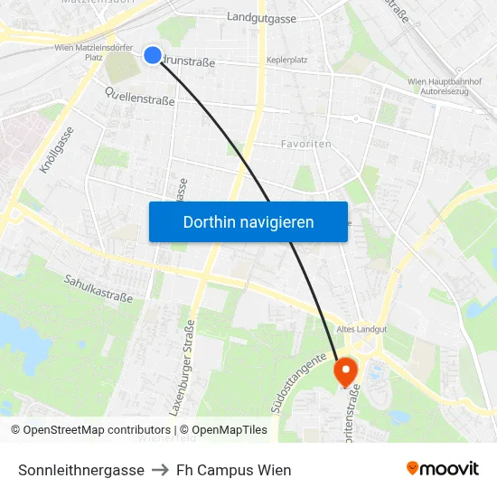 Sonnleithnergasse to Fh Campus Wien map