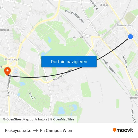 Fickeysstraße to Fh Campus Wien map