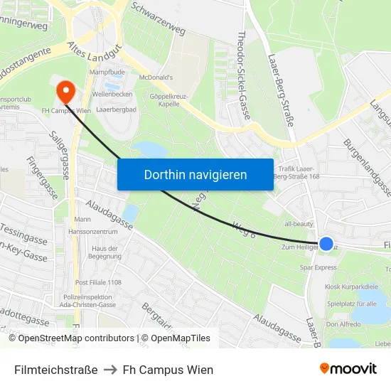 Filmteichstraße to Fh Campus Wien map