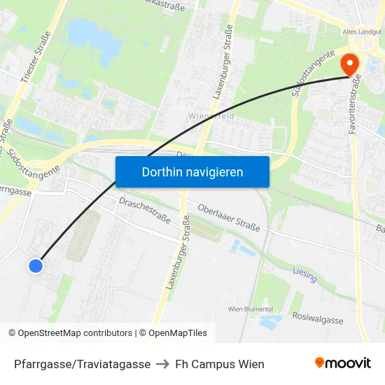 Pfarrgasse/Traviatagasse to Fh Campus Wien map