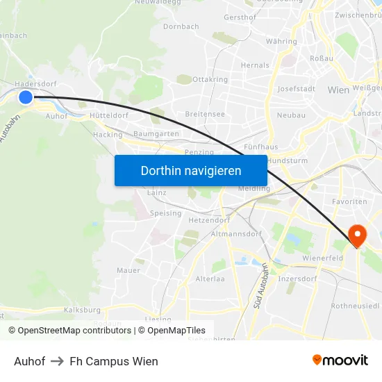 Auhof to Fh Campus Wien map
