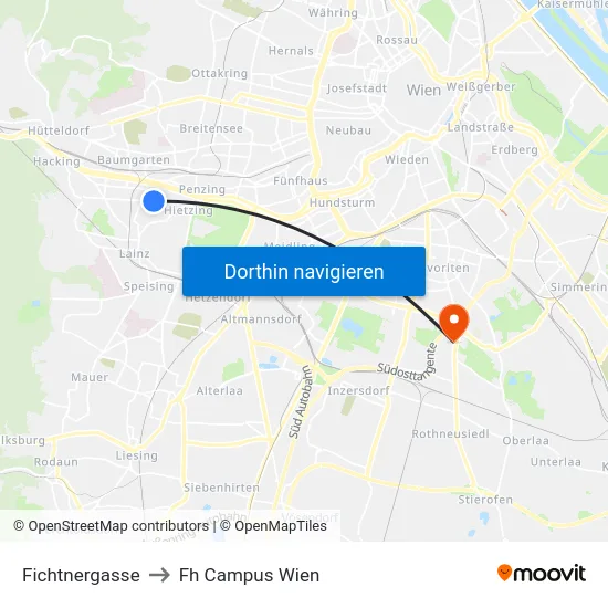 Fichtnergasse to Fh Campus Wien map