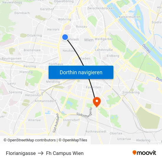 Florianigasse to Fh Campus Wien map