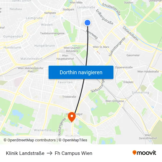 Klinik Landstraße to Fh Campus Wien map