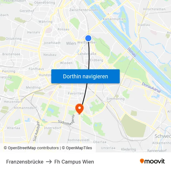 Franzensbrücke to Fh Campus Wien map