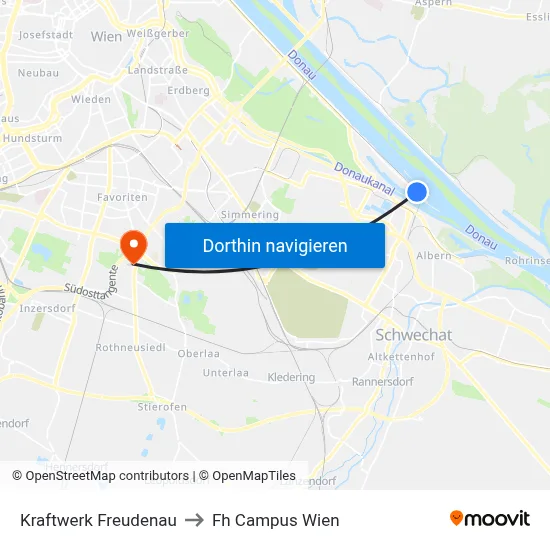 Kraftwerk Freudenau to Fh Campus Wien map