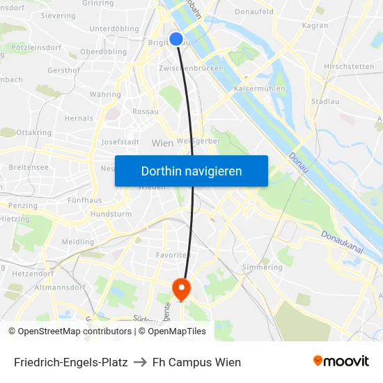 Friedrich-Engels-Platz to Fh Campus Wien map