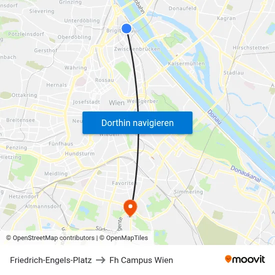 Friedrich-Engels-Platz to Fh Campus Wien map