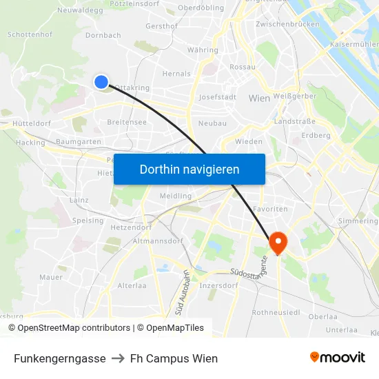 Funkengerngasse to Fh Campus Wien map