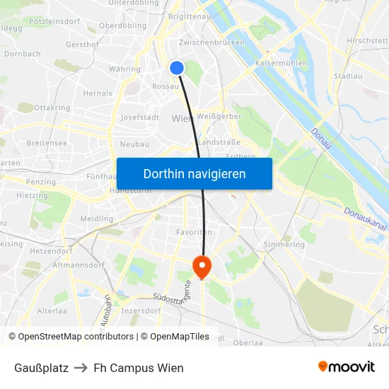 Gaußplatz to Fh Campus Wien map