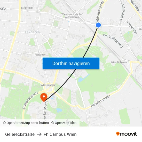 Geiereckstraße to Fh Campus Wien map