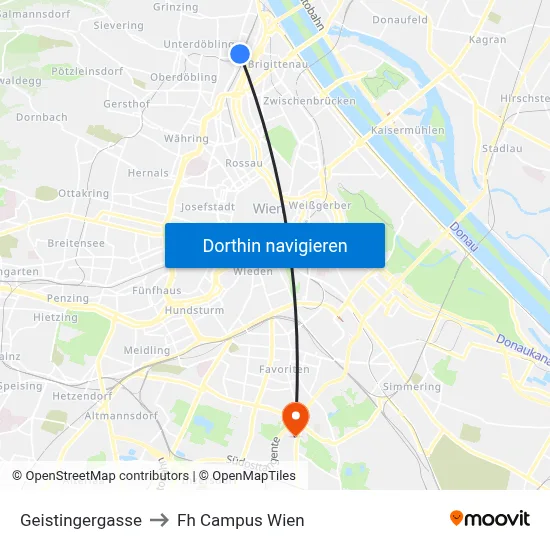 Geistingergasse to Fh Campus Wien map