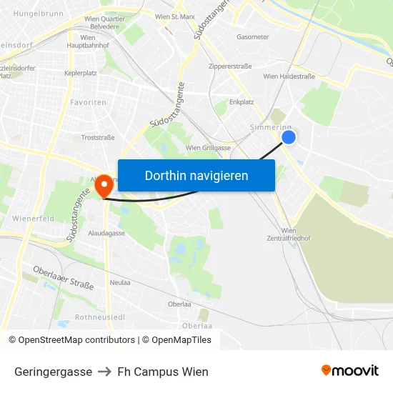 Geringergasse to Fh Campus Wien map
