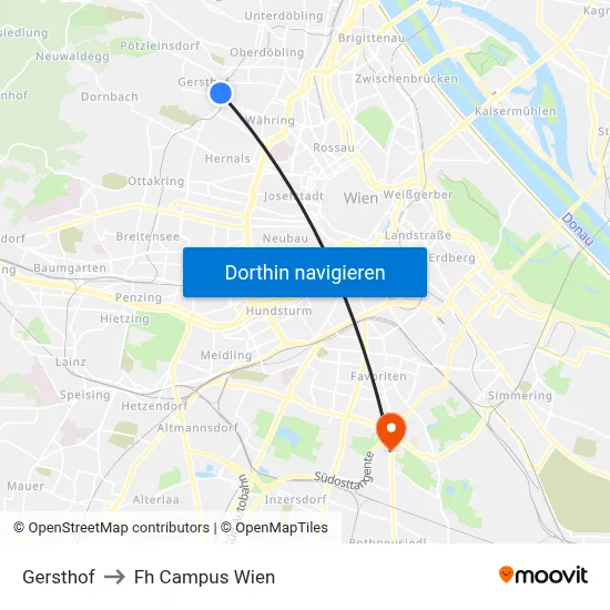 Gersthof to Fh Campus Wien map