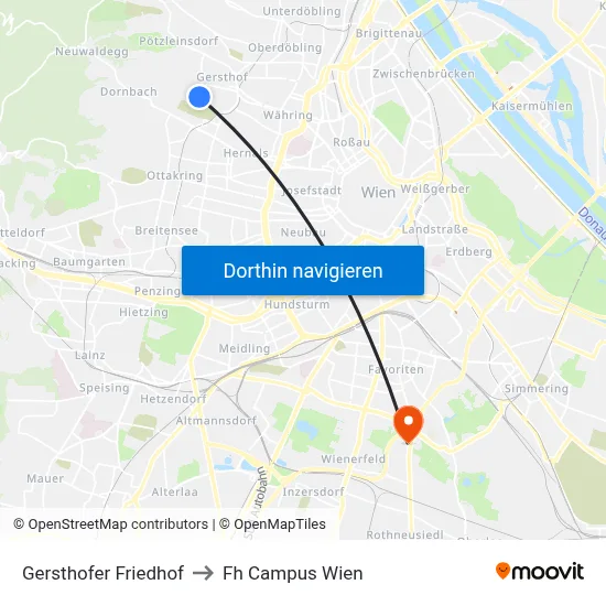 Gersthofer Friedhof to Fh Campus Wien map