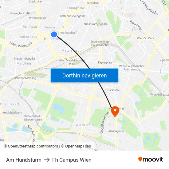 Am Hundsturm to Fh Campus Wien map