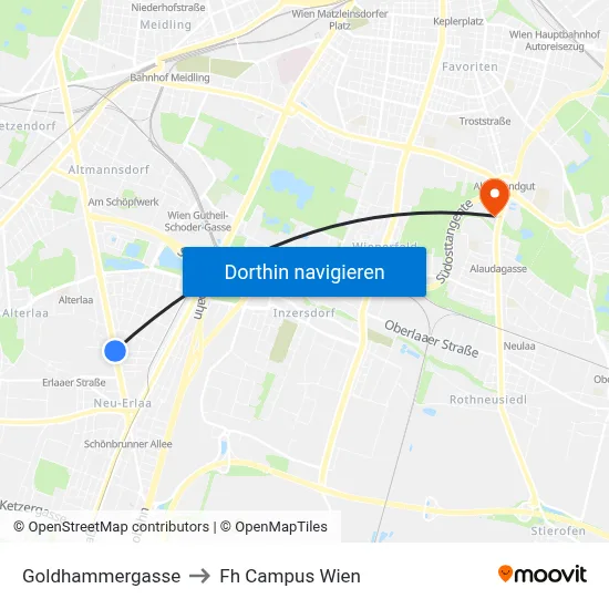 Goldhammergasse to Fh Campus Wien map