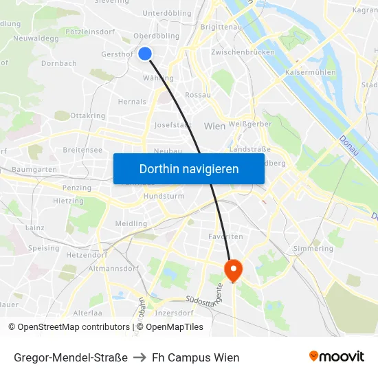 Gregor-Mendel-Straße to Fh Campus Wien map