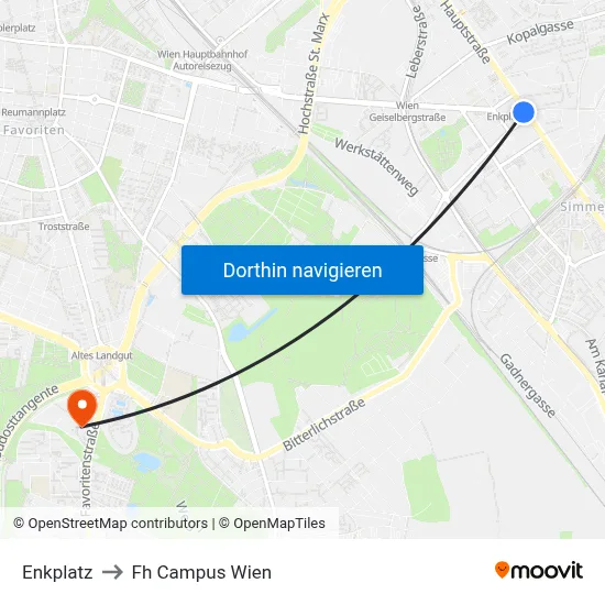 Enkplatz to Fh Campus Wien map