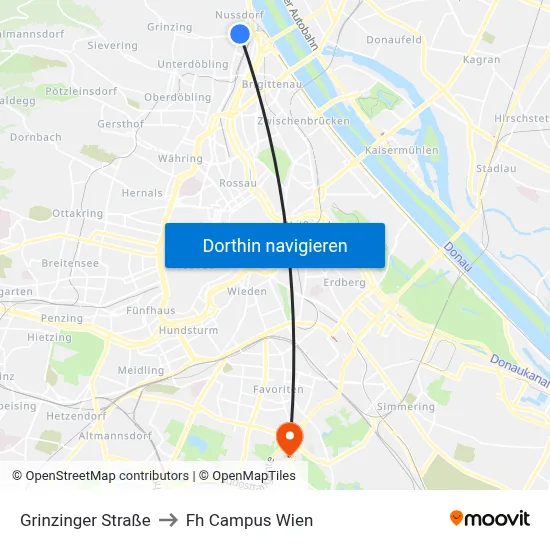 Grinzinger Straße to Fh Campus Wien map