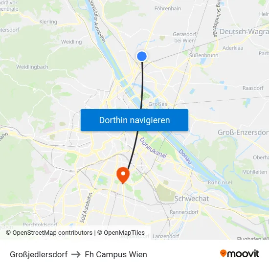Großjedlersdorf to Fh Campus Wien map