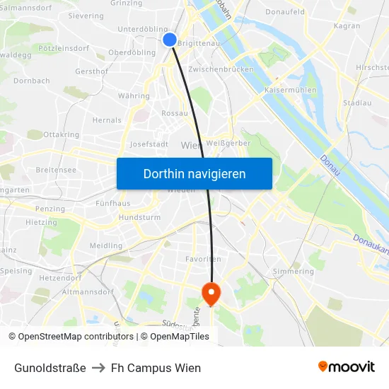 Gunoldstraße to Fh Campus Wien map