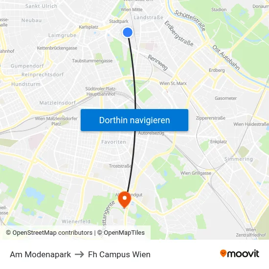 Am Modenapark to Fh Campus Wien map