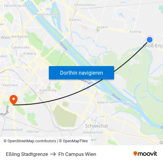 Eßling Stadtgrenze to Fh Campus Wien map